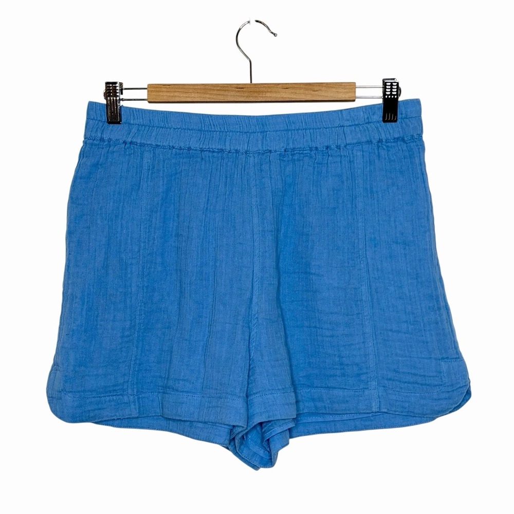 Z Supply Gauzy Shorts Blue Womens L Beachy Coastal Nautical Preppy Resort Lounge